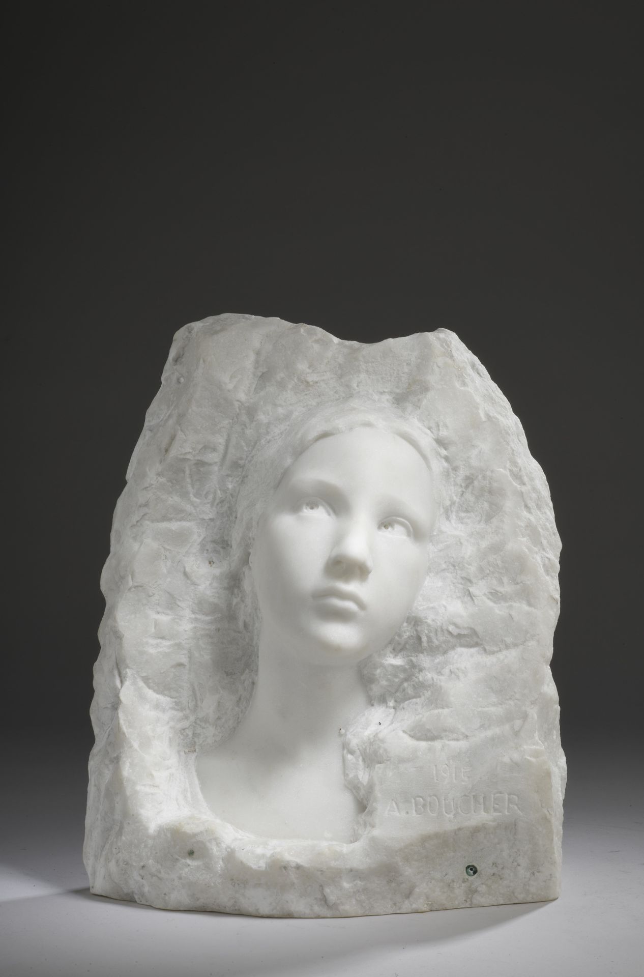 Null Alfred Boucher (1850 - 1934) 
Giovanna d'Arco
In marmo
Firmato "A.Boucher" &hellip;