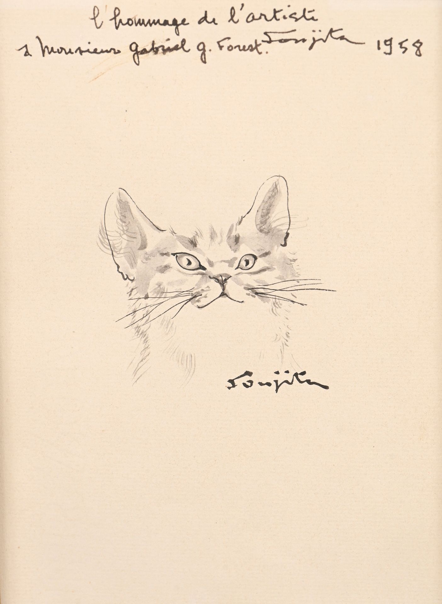 Null Léonard FOUJITA (1886-1968)
Le chat, 1958
Encre et lavis sur papier.
Signé &hellip;