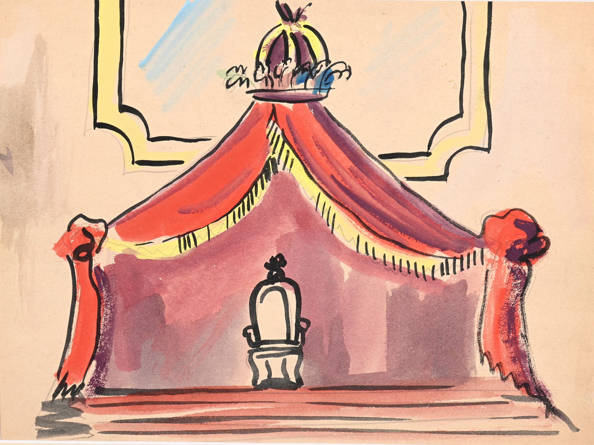 Null Fernand LÉGER (1881-1955)
Trône sous un dais rouge. Projet de décor pour l’&hellip;