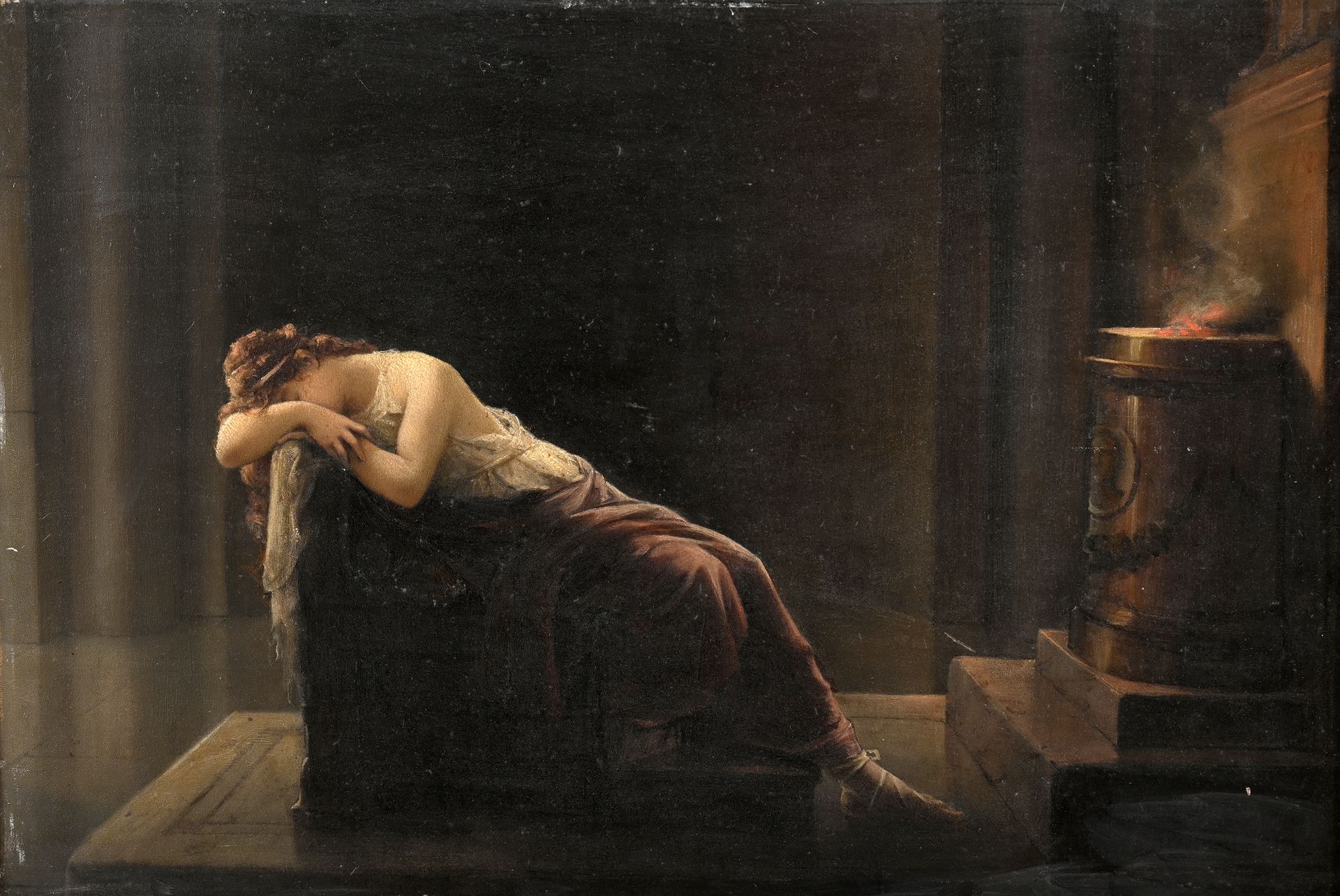 Null Hector LE ROUX (1829-1900)
Schlafende Vestalin vor einem Altar
Öl auf einer&hellip;