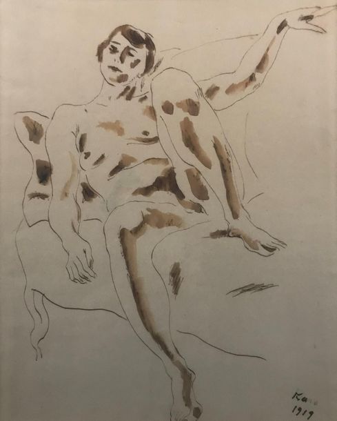 Null Georges KARS (1882 - 1945)
Nu assis, 1919
Encre et aquarelle sur papier, si&hellip;