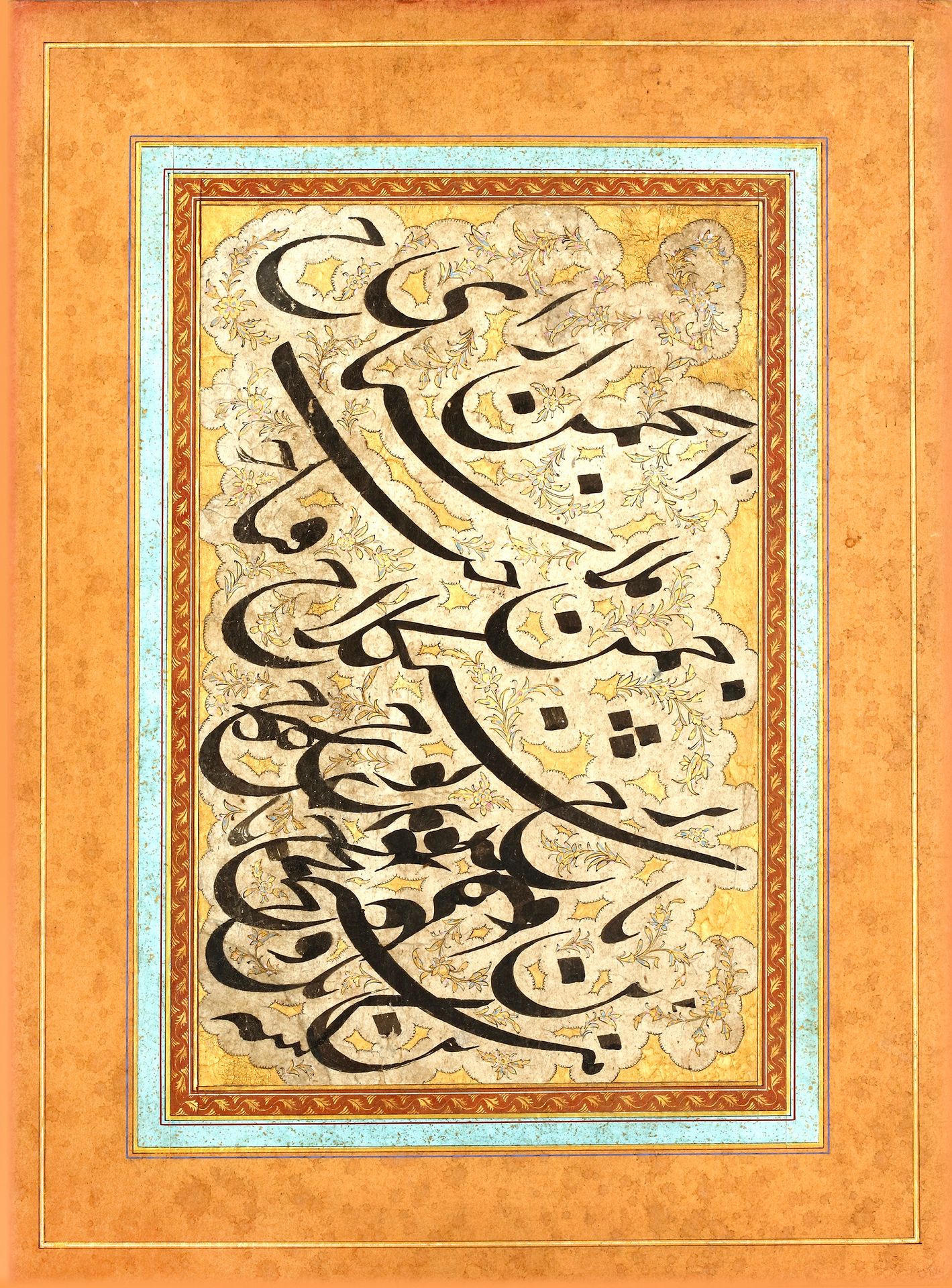 A LARGE MASHQ PANEL, SIGNED MUHAMMAD ALI SHIRAZI, QAJAR IRAN, 19TH CENTURY Kalli&hellip;