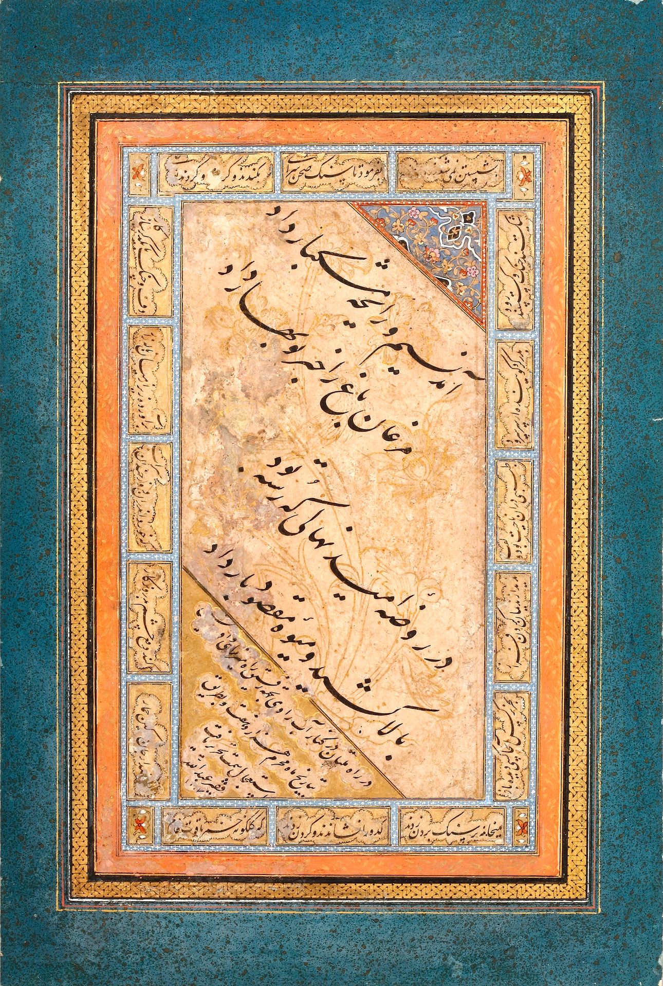 A CALLIGRAPHIC ALBUM PAGE BY ABDULLAH, STUDENTOF MIR EMAD, SAFAVID IRAN, DATED 1&hellip;