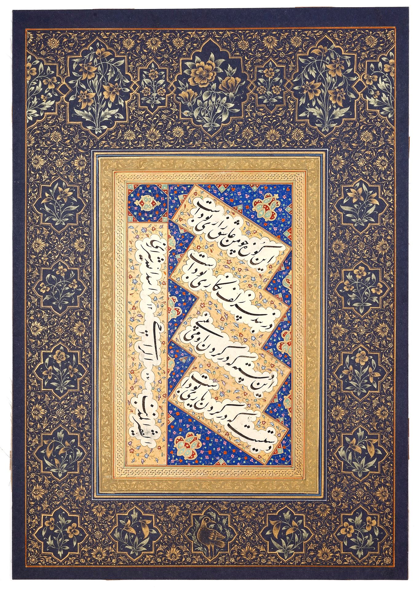 A PERSIAN CALLIGRAPHIC PANEL, SIGNED ASADULLAH AL-SHIRAZI, QAJAR, IRAN, DATED 12&hellip;
