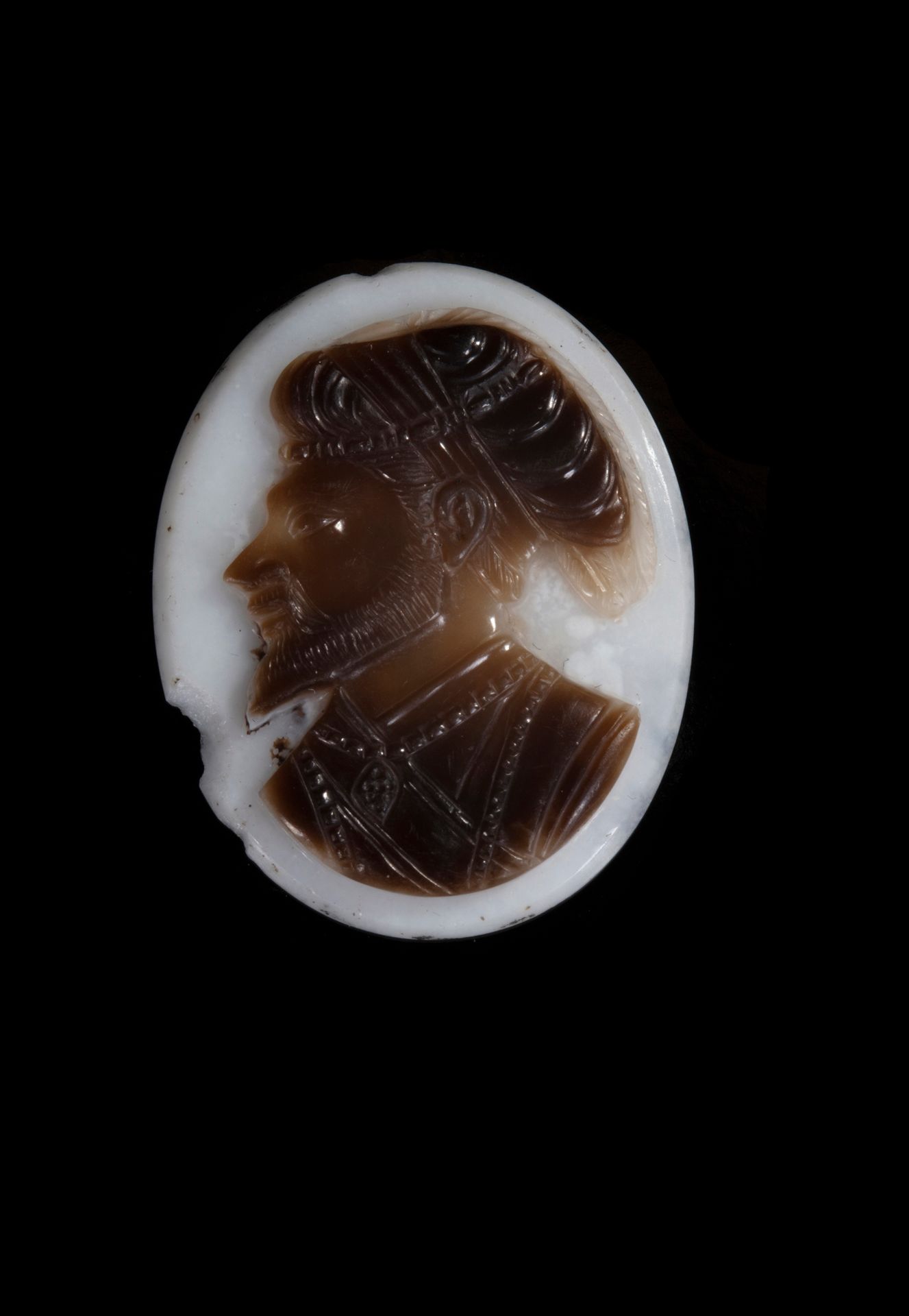 Null A RARE AND IMPORTANT SARDONYX PORTRAIT CAMEO OF THE MUGHAL EMPEROR SHAH JAH&hellip;