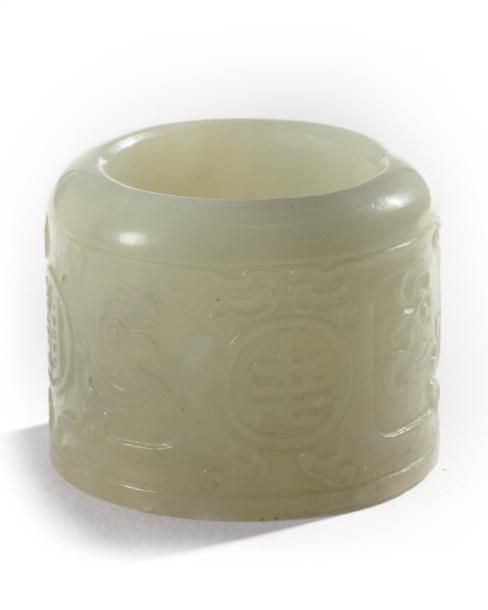 A Chinese celadon jade archers ring The ring is carved in low relief with four r&hellip;