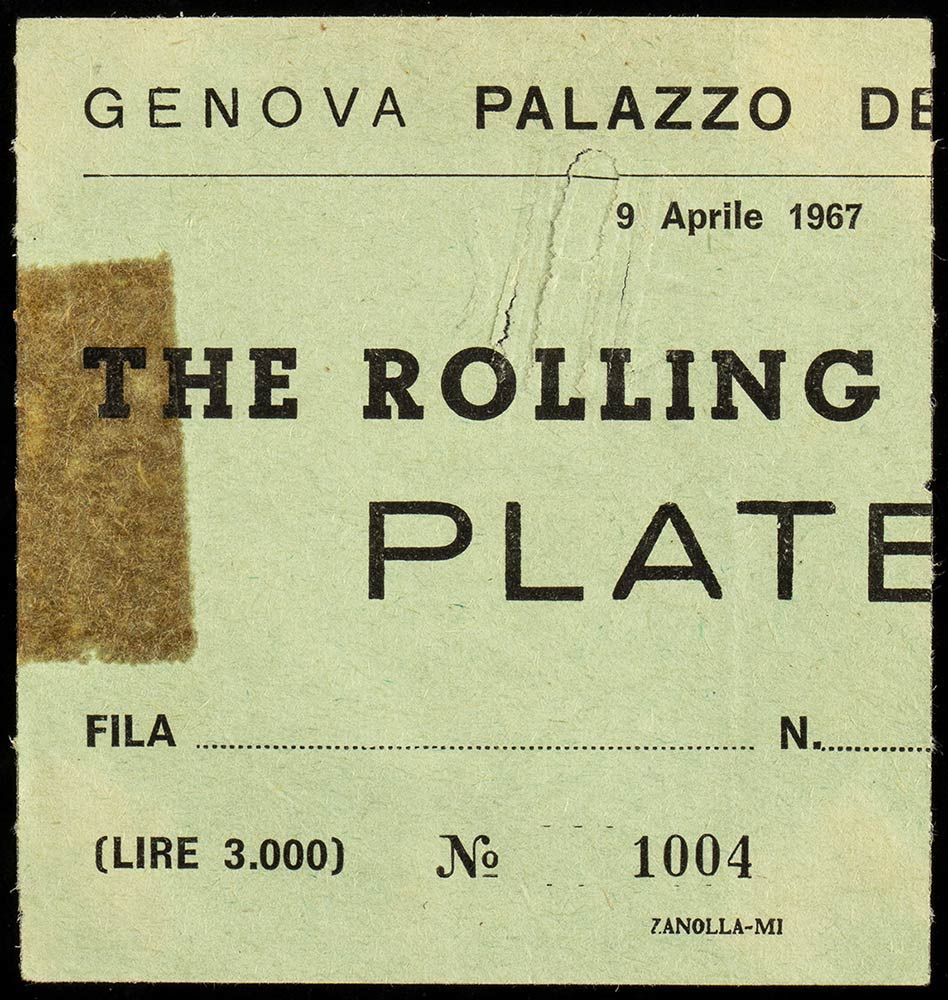 The Rolling Stones: Genoa concert ticket, April 9, 1967 Tagliando del biglietto &hellip;