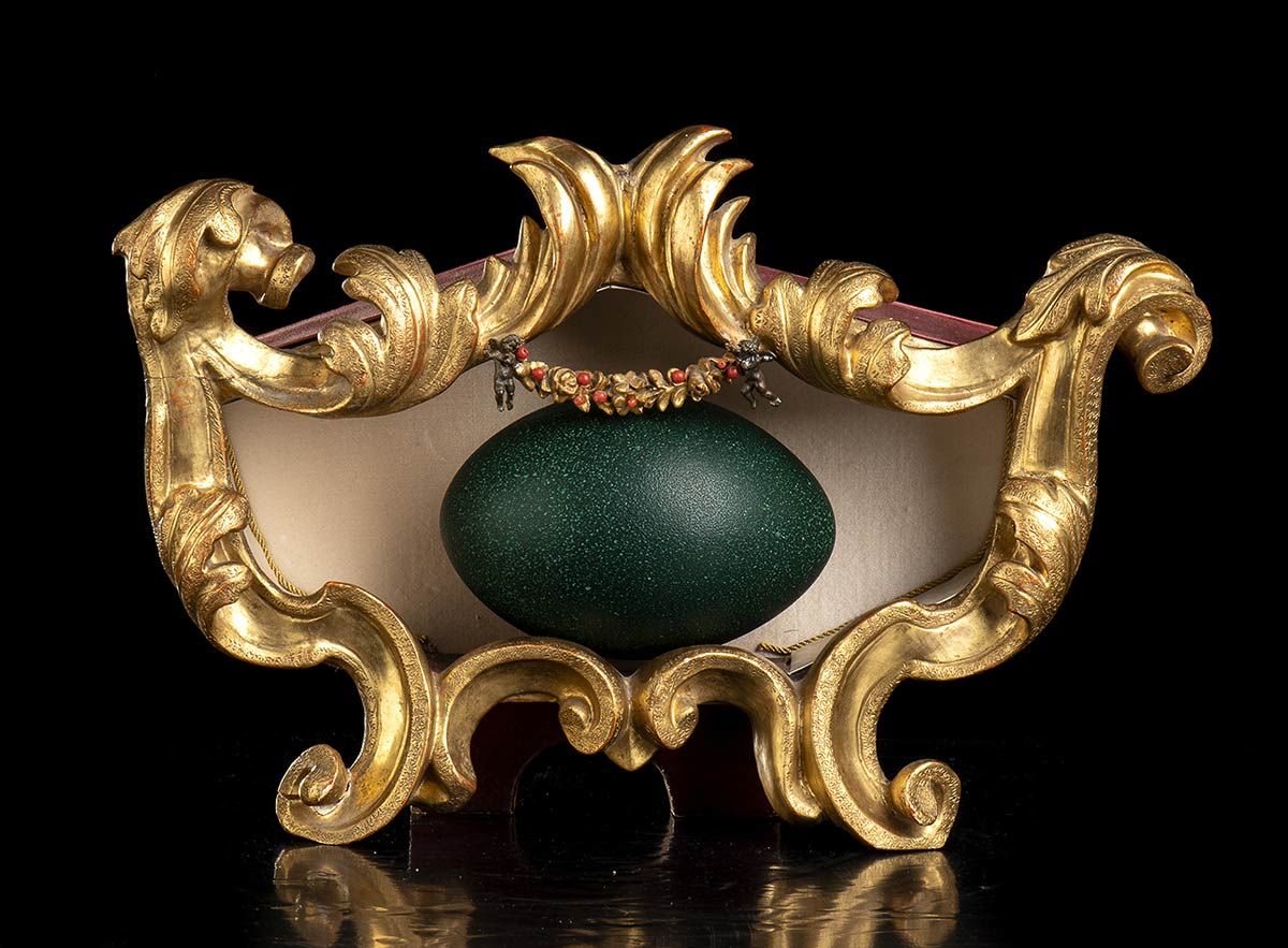 EMU EGG Bel œuf d'émeu (Dromaius novaehollandiae) à l'intérieur d'un joli reliqu&hellip;