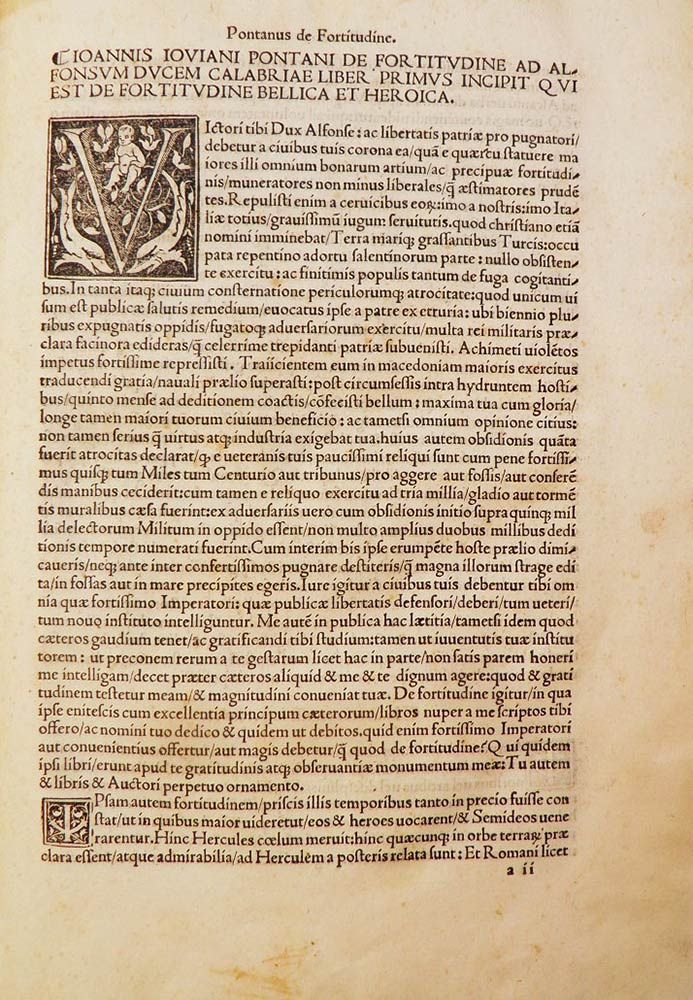 IOANNES IOVIANUS PONTANUS (1429-1503): Ioannis Ioviani Pontani Opera. De fortitu&hellip;