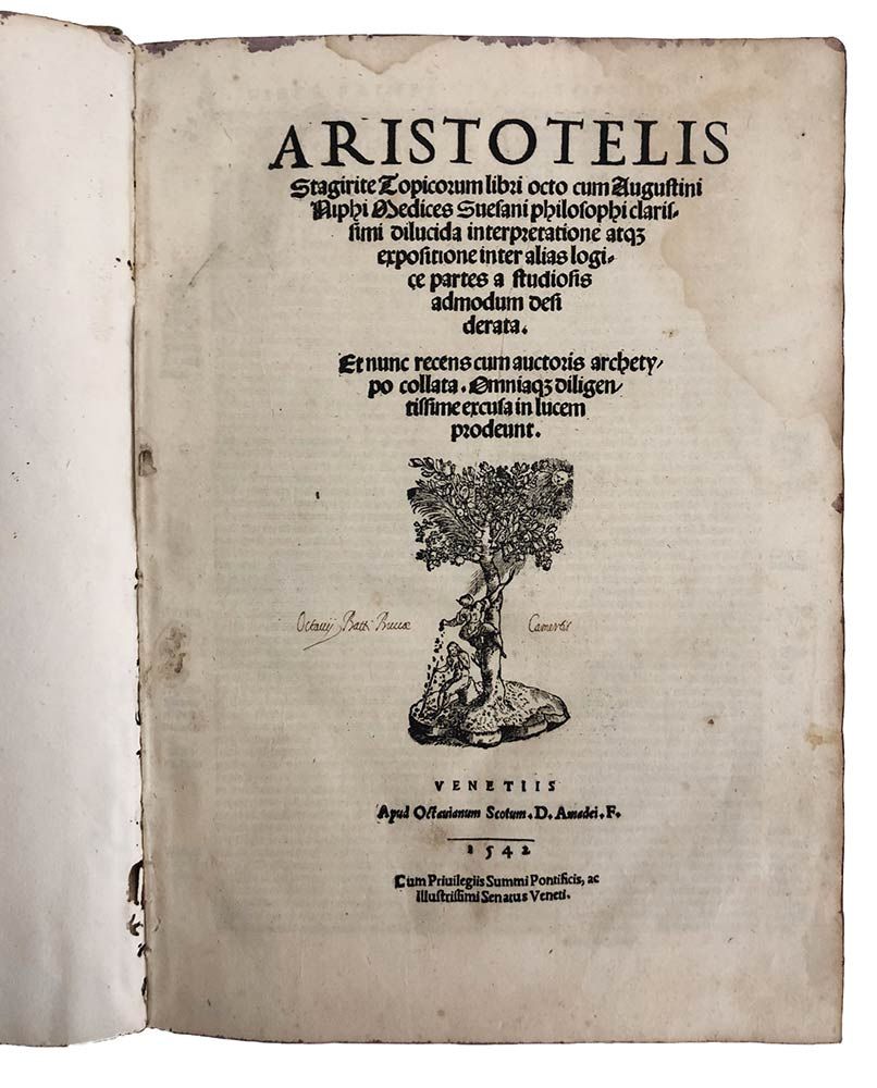 ARISTOTELES: Topicorum Libri Octo ( Ed. Augustinus Niphus), Venezia, Apud Octavi&hellip;