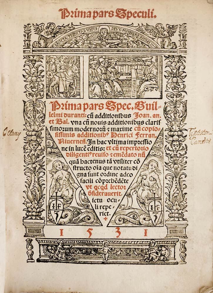 GULLAUME DURAND: Prima Pars Speculi, Lyon, Ioannes Philippus Iunta, 1531 GULLAUM&hellip;