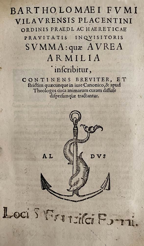 BARTOLOMEO FUMO: Summa Armilla, Venezia, Aldus , 1555 ANDREAS TIRAQUELLUS
De Iur&hellip;