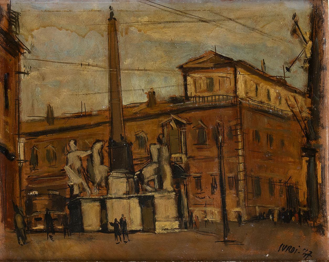 LUIGI SURDI (Naples, 1897 - Rome, 1959): Piazza del Quirinale, Rome, 1947 LUIGI &hellip;