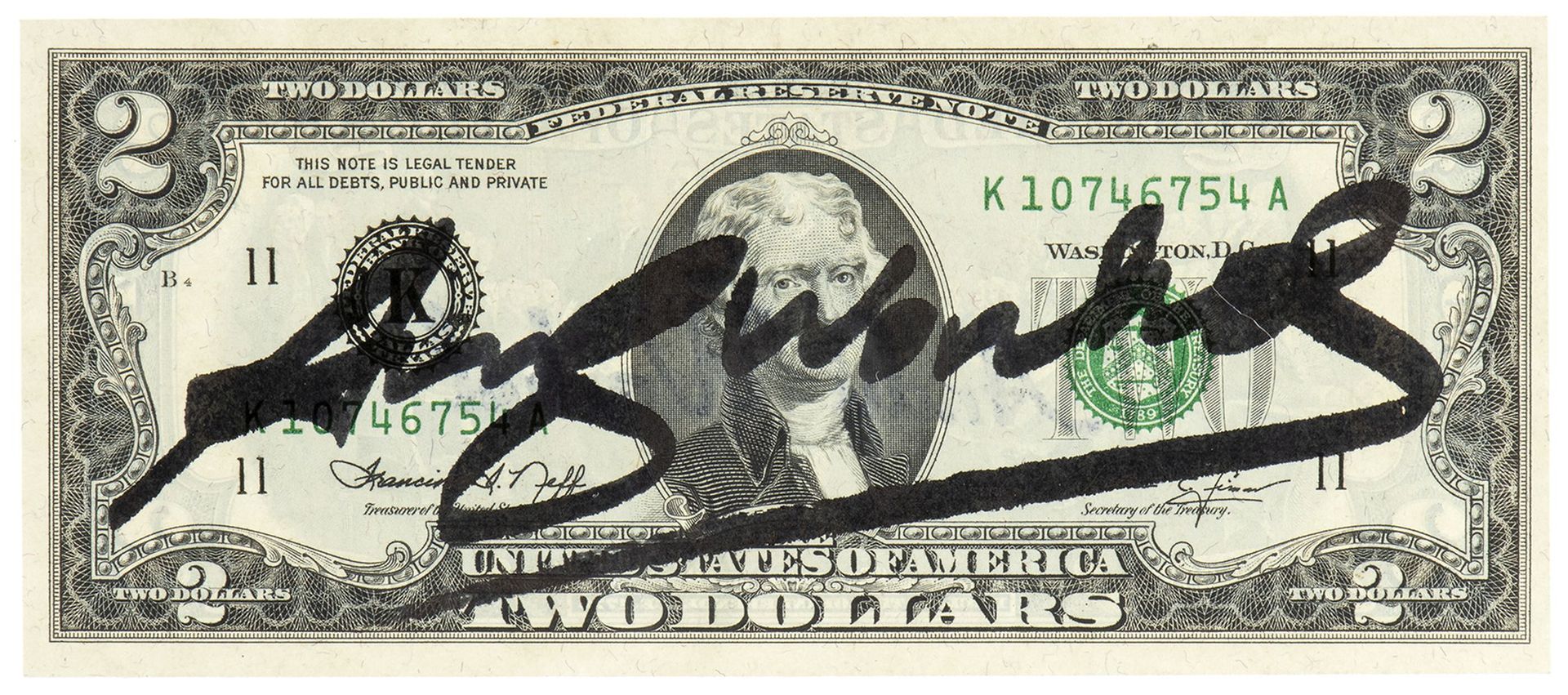 ANDY WARHOL (Pittsburgh, 1928 - New York, 1987): Two dollars (Thomas Jefferson),&hellip;