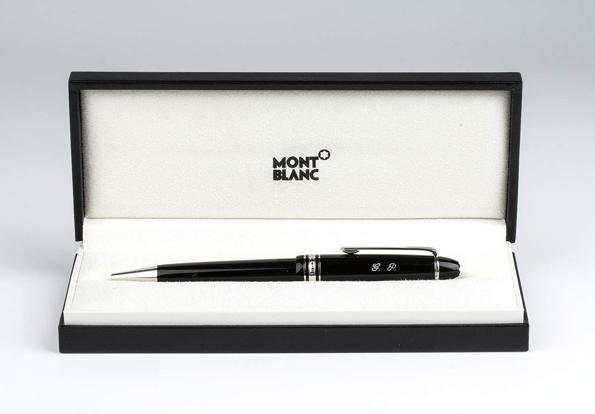 MONTBLANC Meisterstuck Pix: ballpoint pen black barrel and cap with silver plate&hellip;