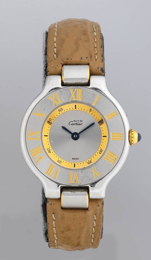 CARTIER 21 Must de Cartier: ladies wristwatch in steel ref. 1340 - 1990s Stainle&hellip;