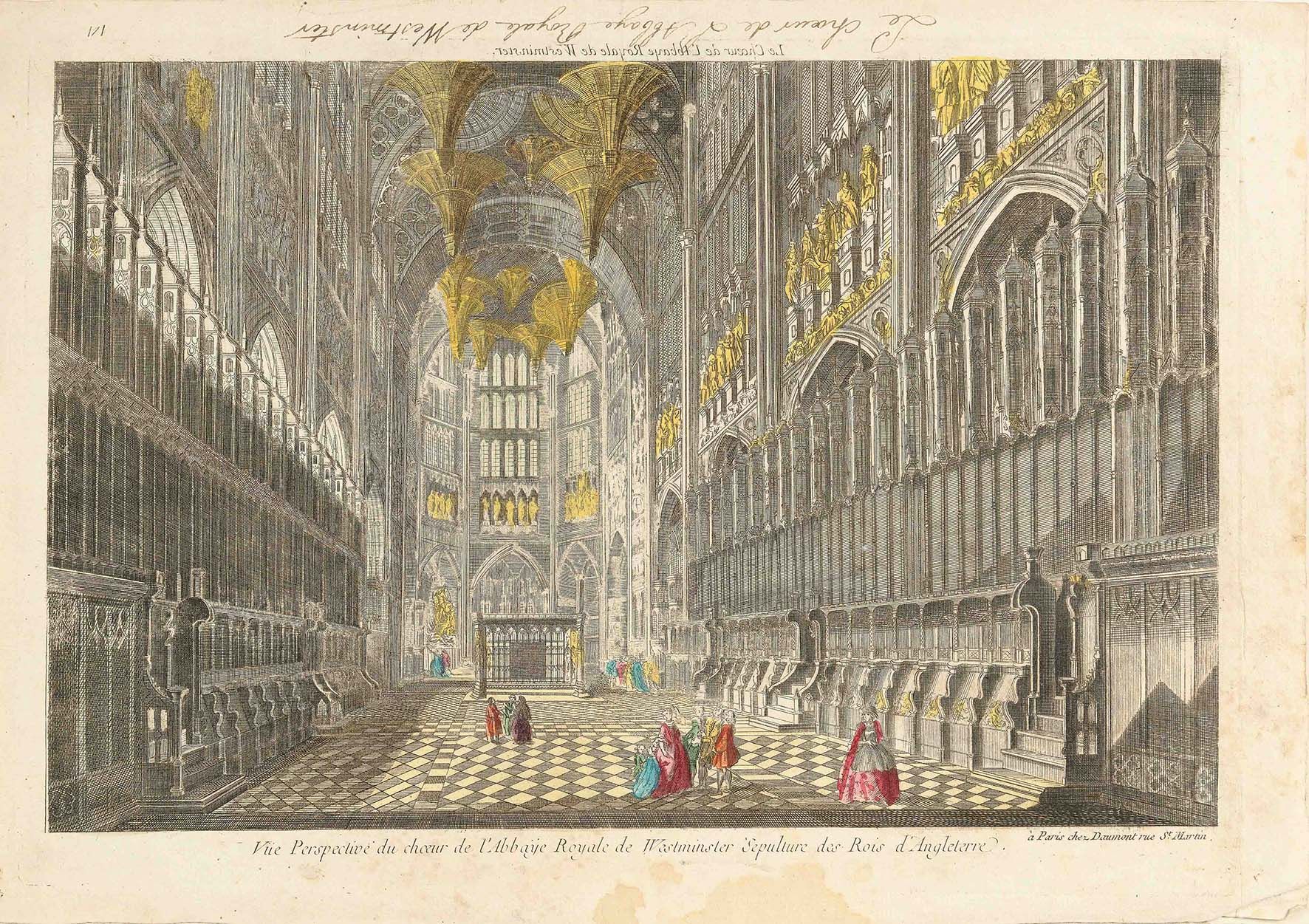 Null "Le chœur de l’Abbaye royale de Westminster" 

Gravure aquarellée

29 x 41 &hellip;