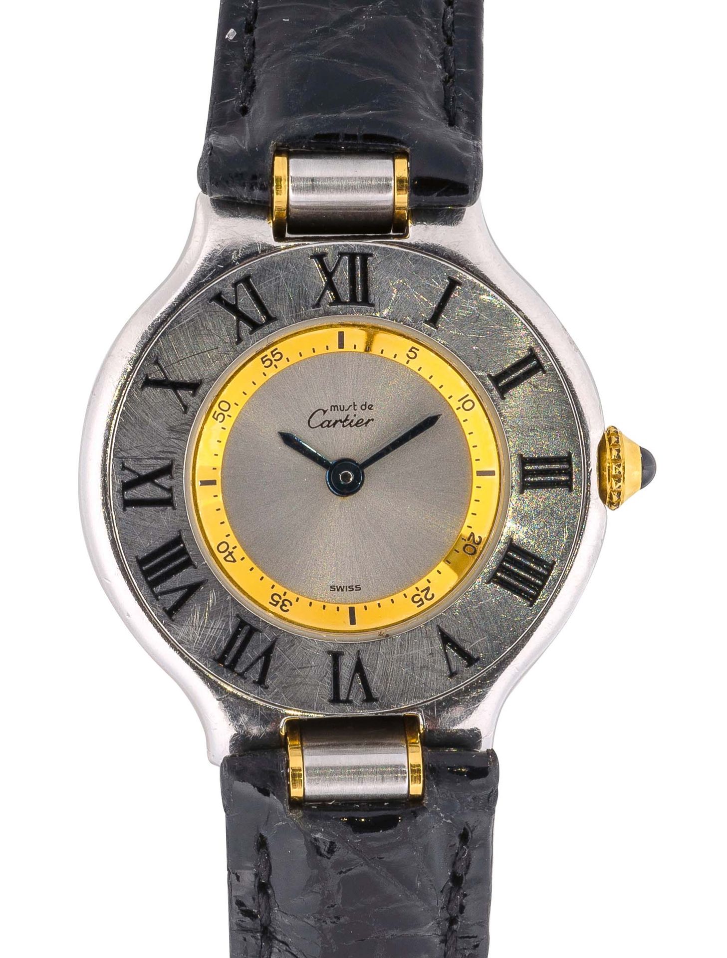 Null CARTIER - "Must 21" ladies' wristwatch in two-tone steel - Radiant silver d&hellip;