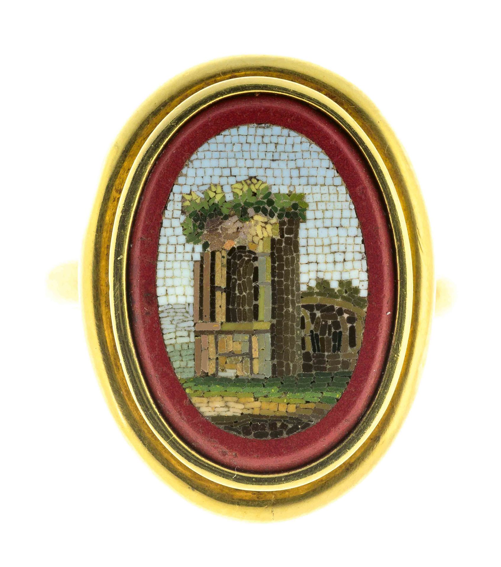Null Anello in oro con micro-mosaico - decorazione in rovina - Peso lordo: 8.2 g