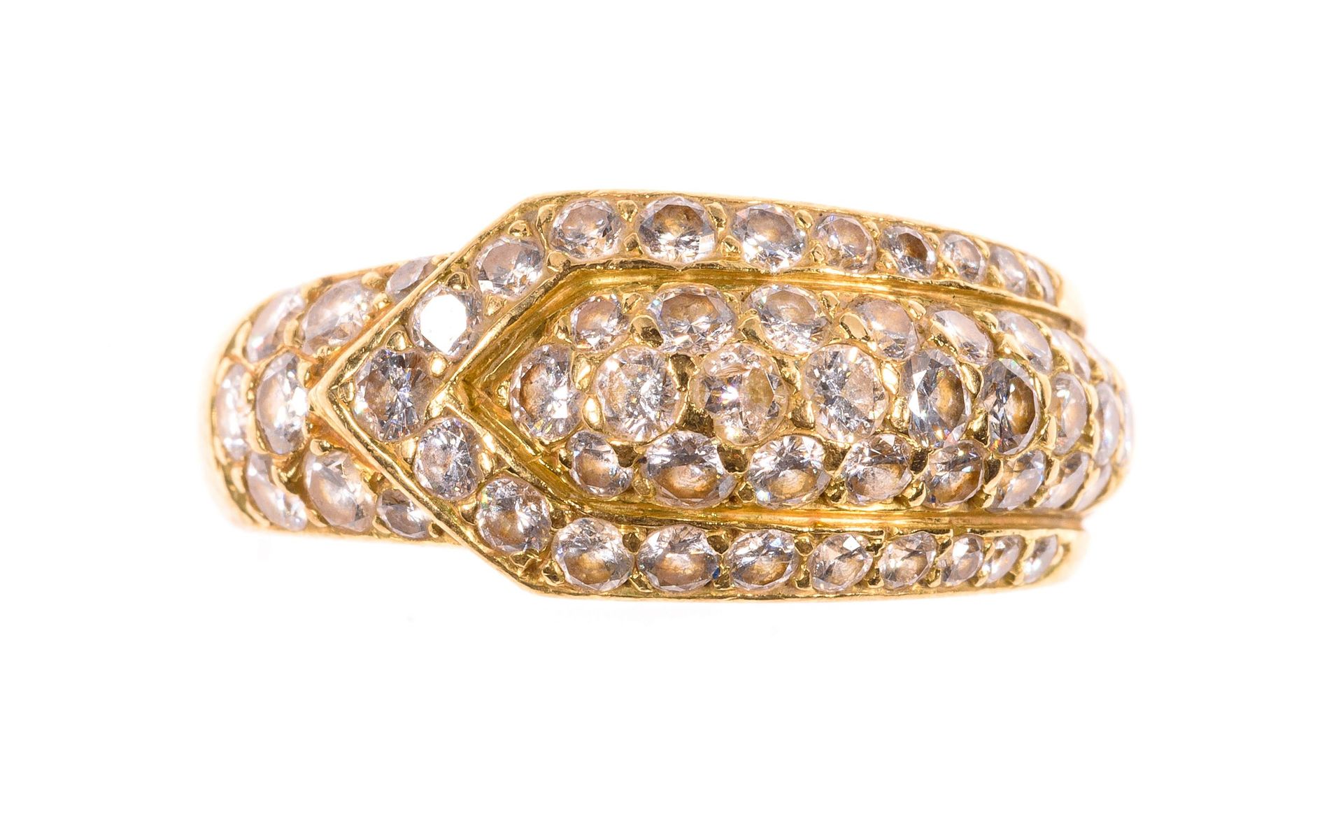 Null 金质腰带戒指，镶有总重约1.30克拉的钻石 - 毛重：6.8克