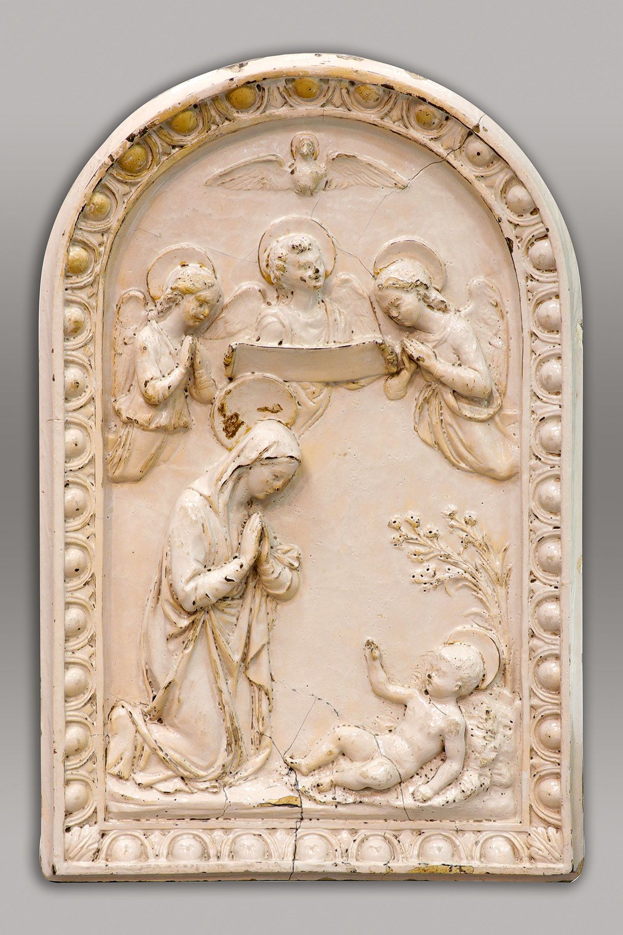 Null 
ITALY, TUSCANY.

White enamelled terracotta devotional plaque of rectangul&hellip;