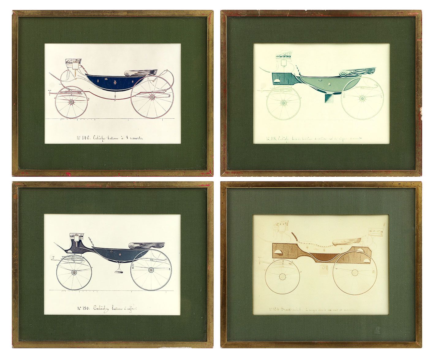 Null HERMES - Lot including a set of 4 framed engravings of horse-drawn carriage&hellip;
