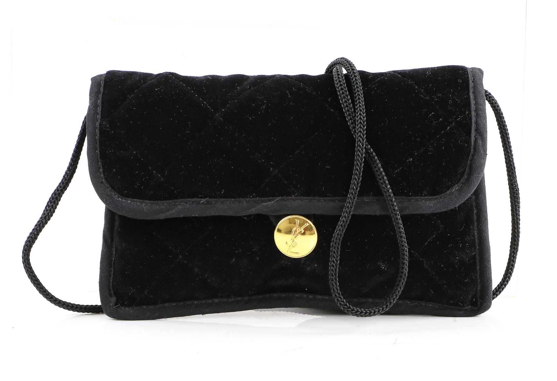 Null Yves St LAURENT - Pochette ou minaudière en tissu noir