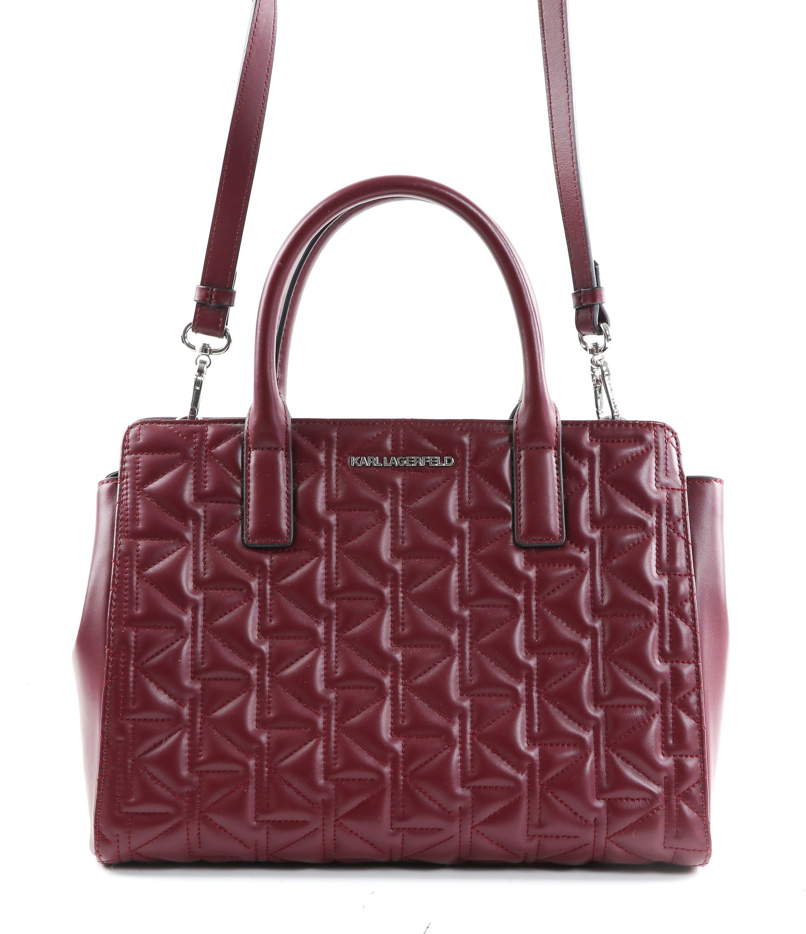 Null Karl LAGERFELD - Burgundy stitched leather bag - Double handle and shoulder&hellip;