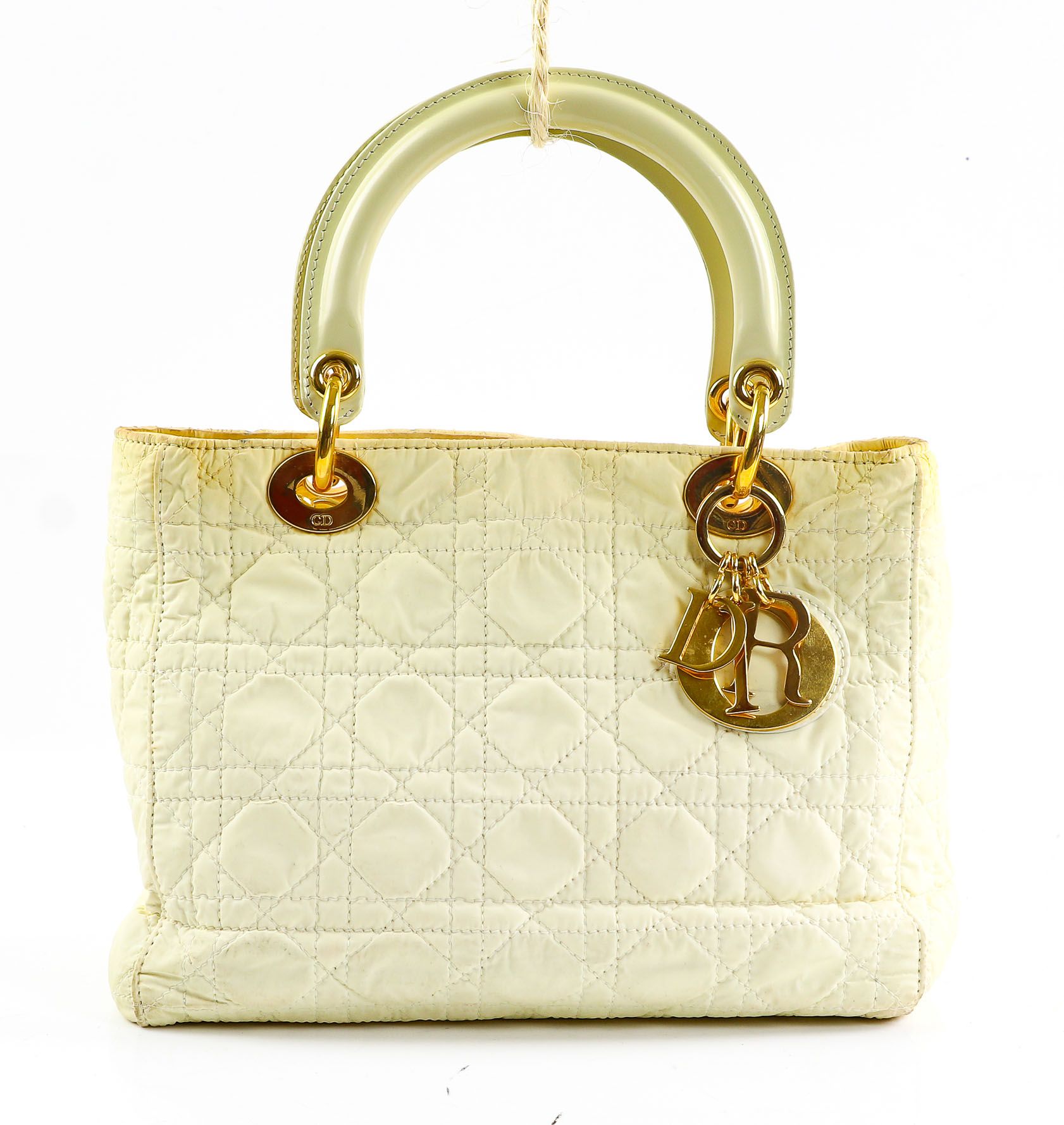 Null DIOR - "Lady Di" bag in eggshell quilted polyester - Gold metal jewellery -&hellip;