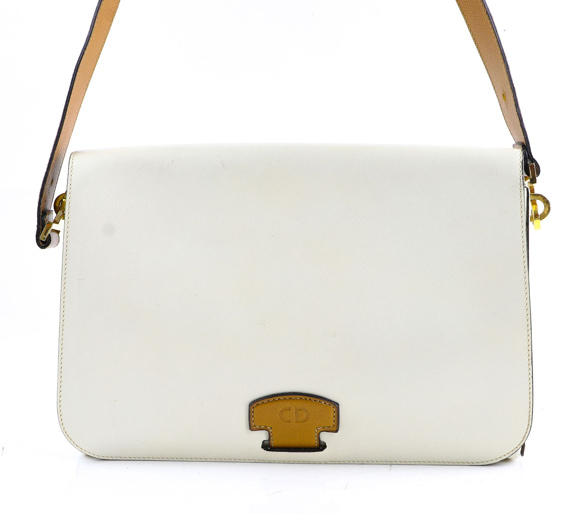 Null Christian DIOR - White and camel leather bag - Adjustable shoulder strap - &hellip;