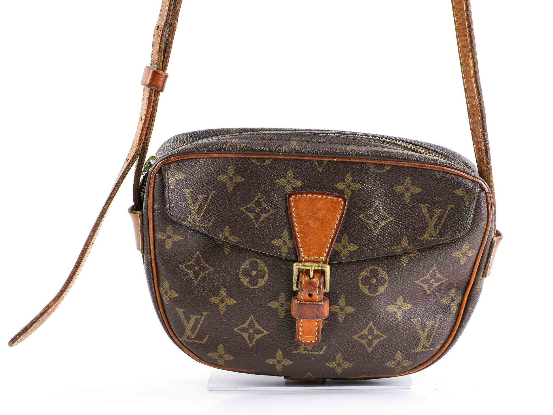 Null Louis VUITTON - "Jeune fille" bag in monogrammed canvas and natural leather&hellip;