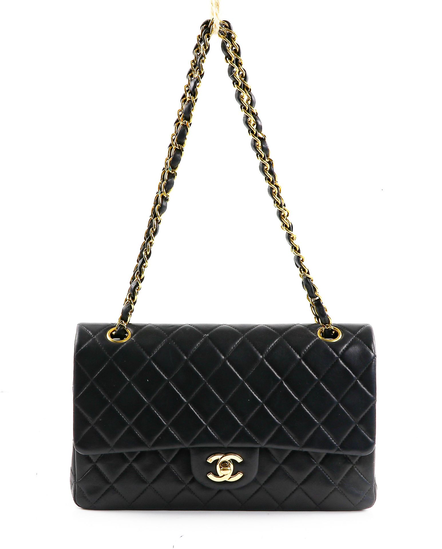 Null CHANEL - "Timeless" bag in black quilted lambskin leather - Gold metal trim&hellip;