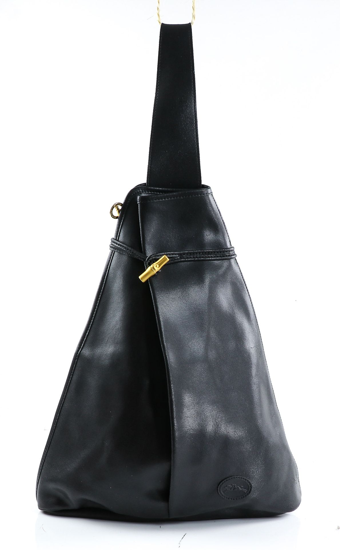 Null LONGCHAMP - "Reed" backpack in black leather - Gold metal trim