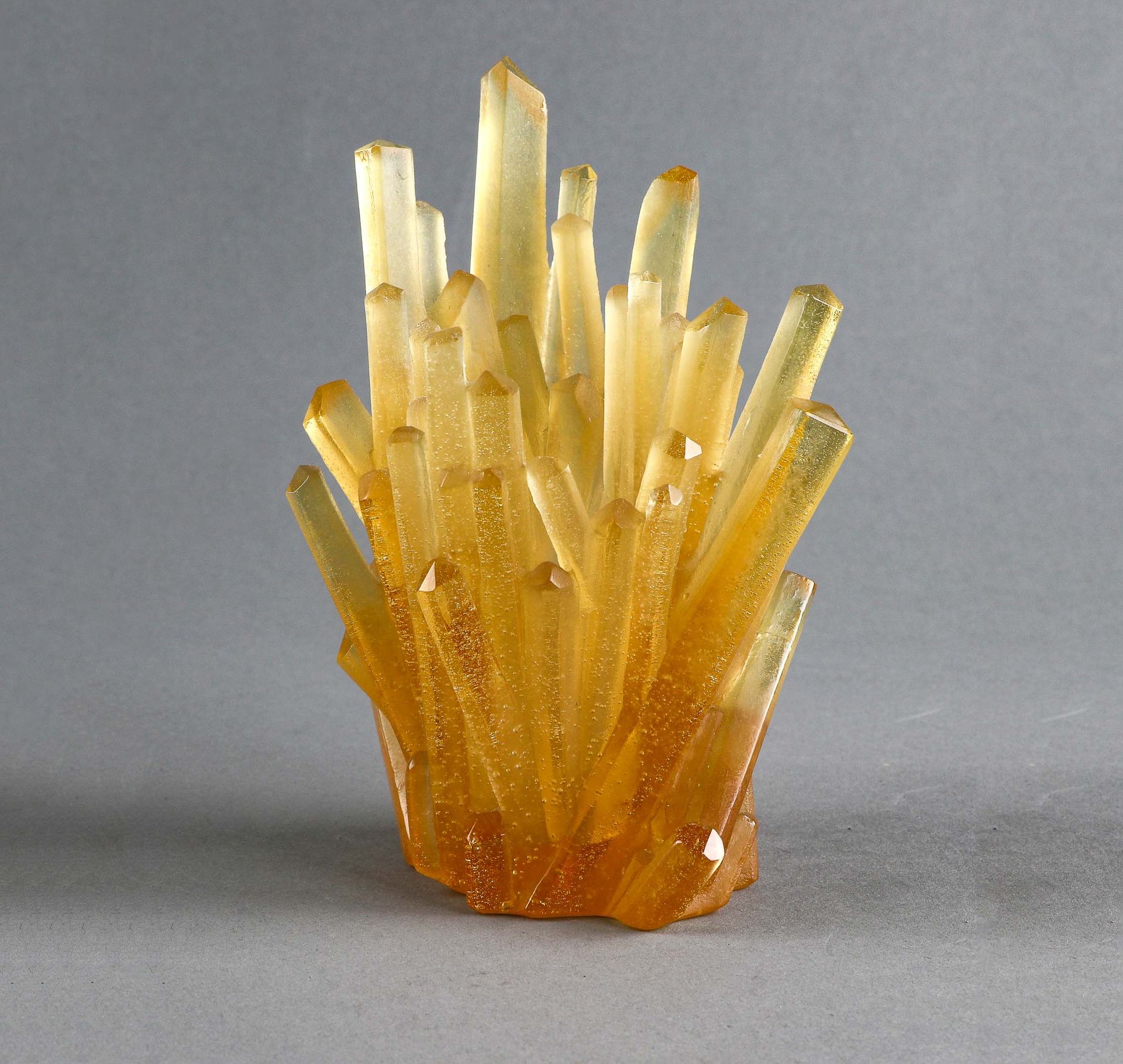 Null DAUM - 橙色水晶花瓶或铅笔壶 - 高 : 15 cm - 已签名