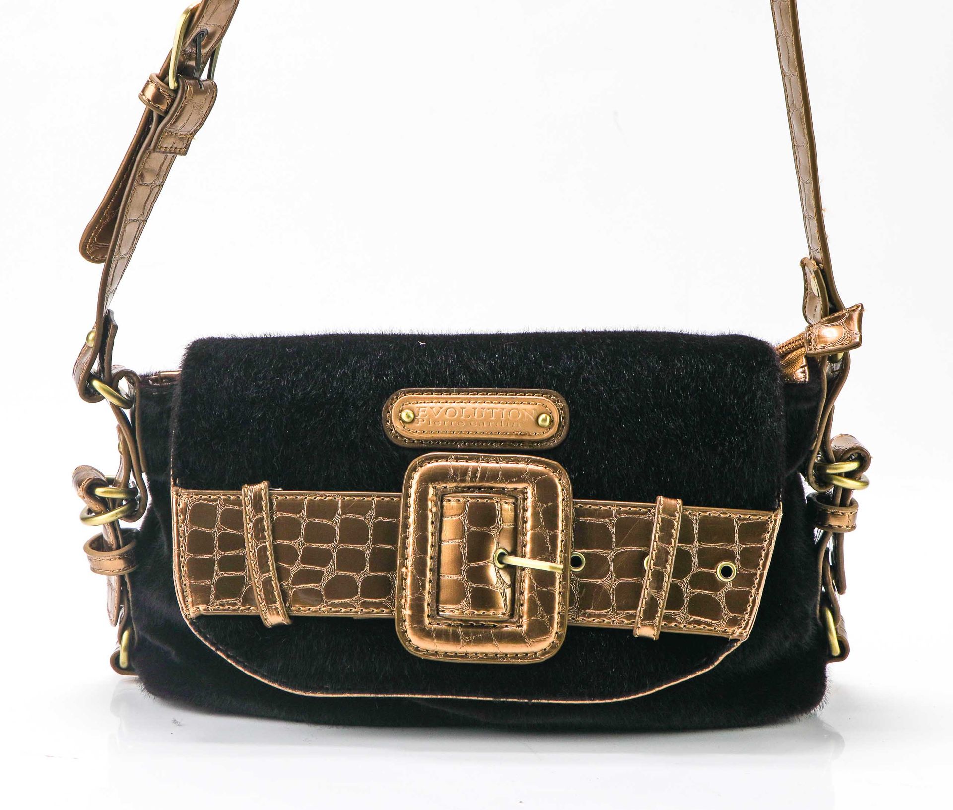 Null Pierre CARDIN - Handtasche aus braunem und bronzefarbenem Kunstpelz und Kro&hellip;