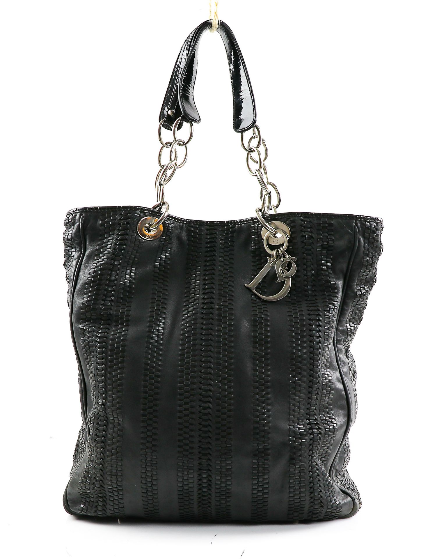 Null Christian DIOR - "Soft Lady" bag in smooth and braided black leather - Doub&hellip;