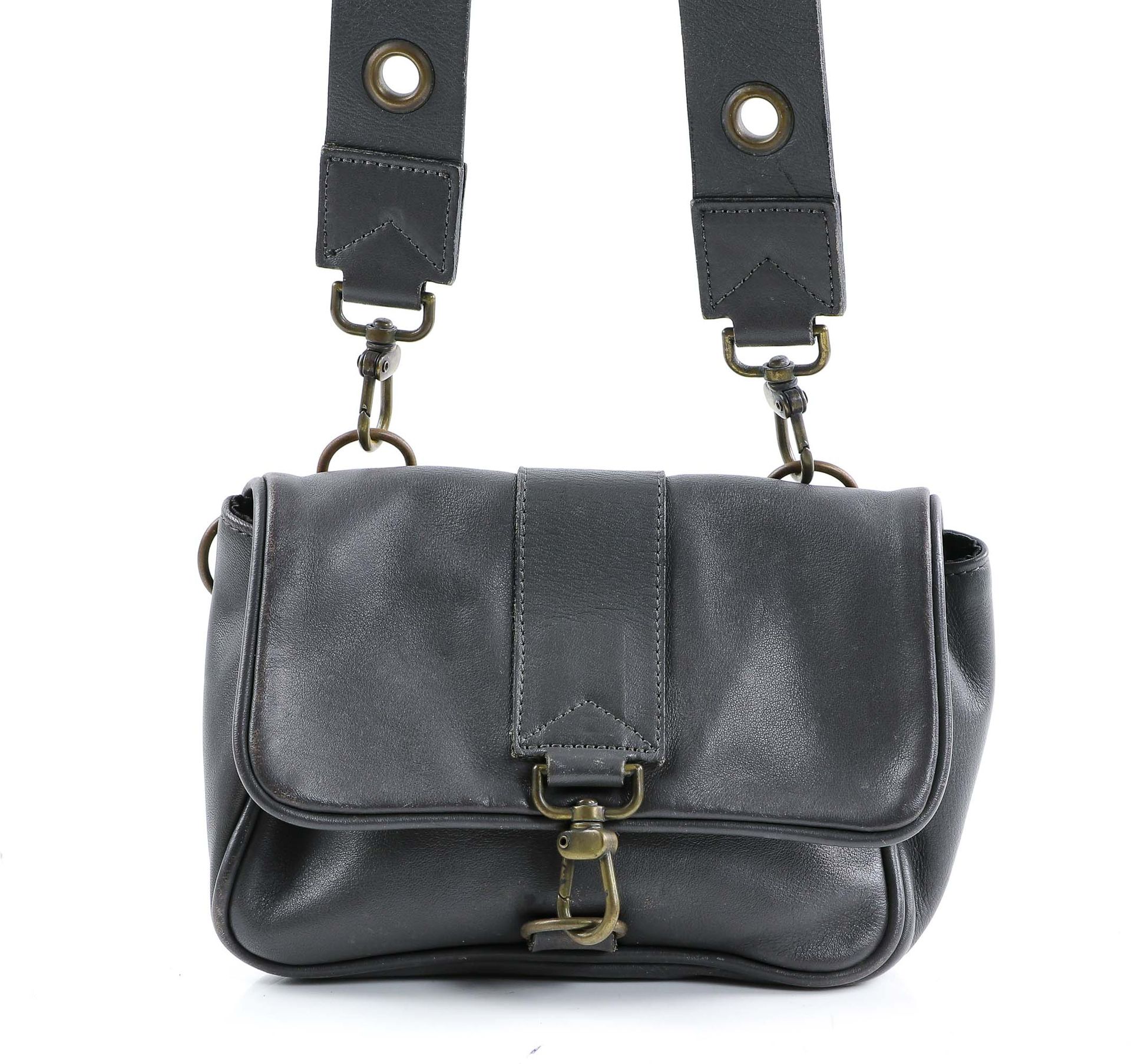 Null Sonia RYKIEL - Charcoal leather bag - Removable shoulder strap