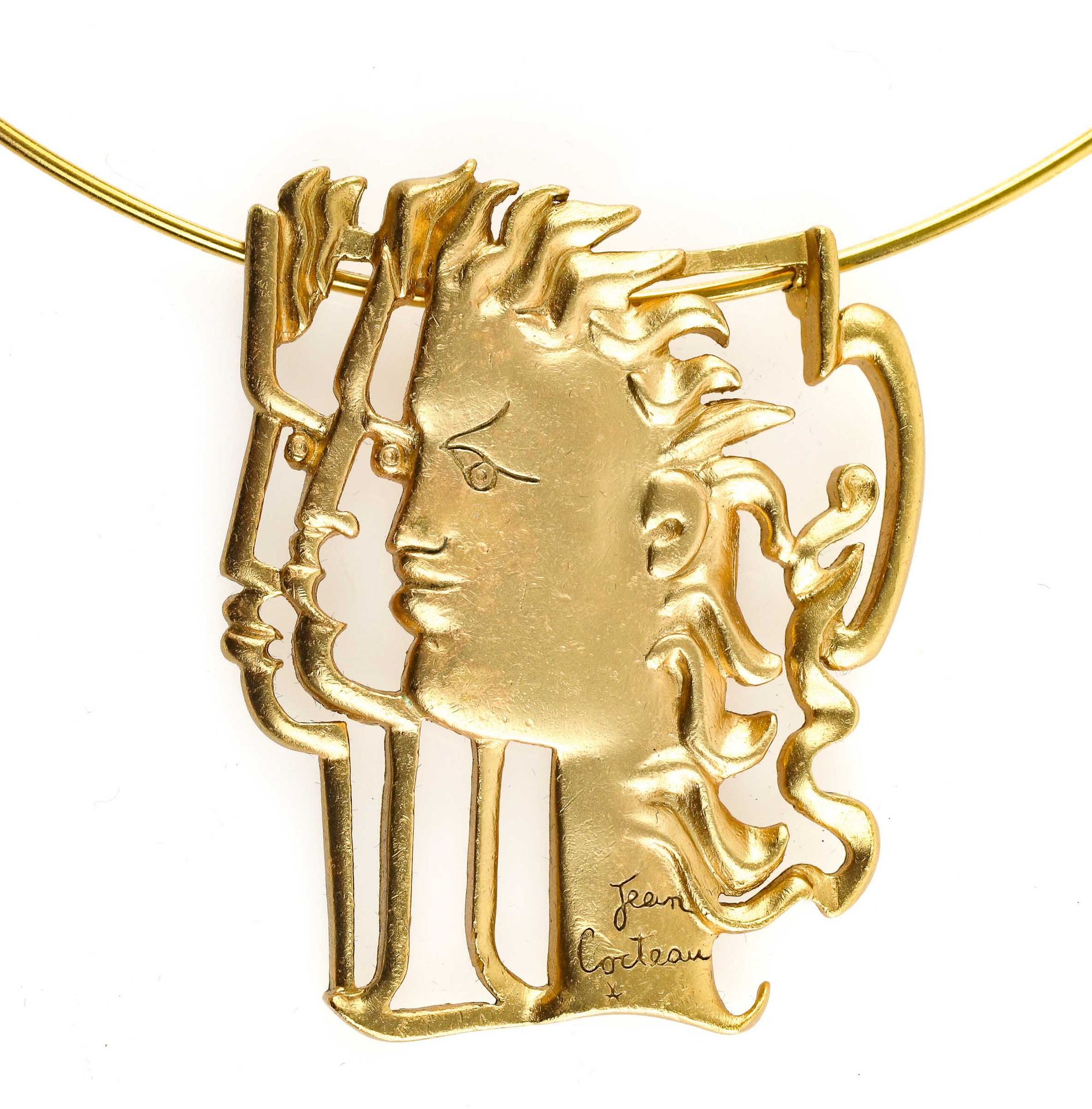 Null Jean COCTEAU after - The Vestals - Necklace in gilded metal and its pendant&hellip;