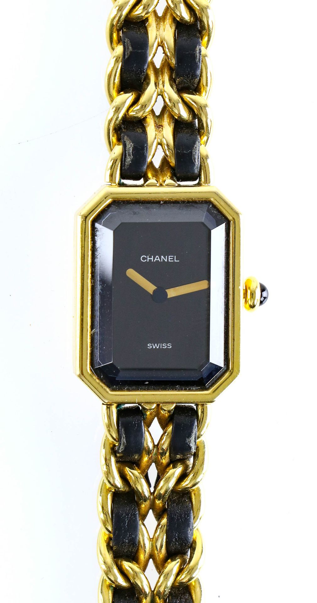 Null CHANEL - Montre “Première” en plaqué or - Cadran noir - Mouvement quartz - &hellip;