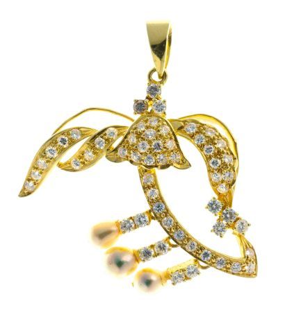 Null Gold pendant set with pavement diamonds totaling approximately 1 carat and &hellip;