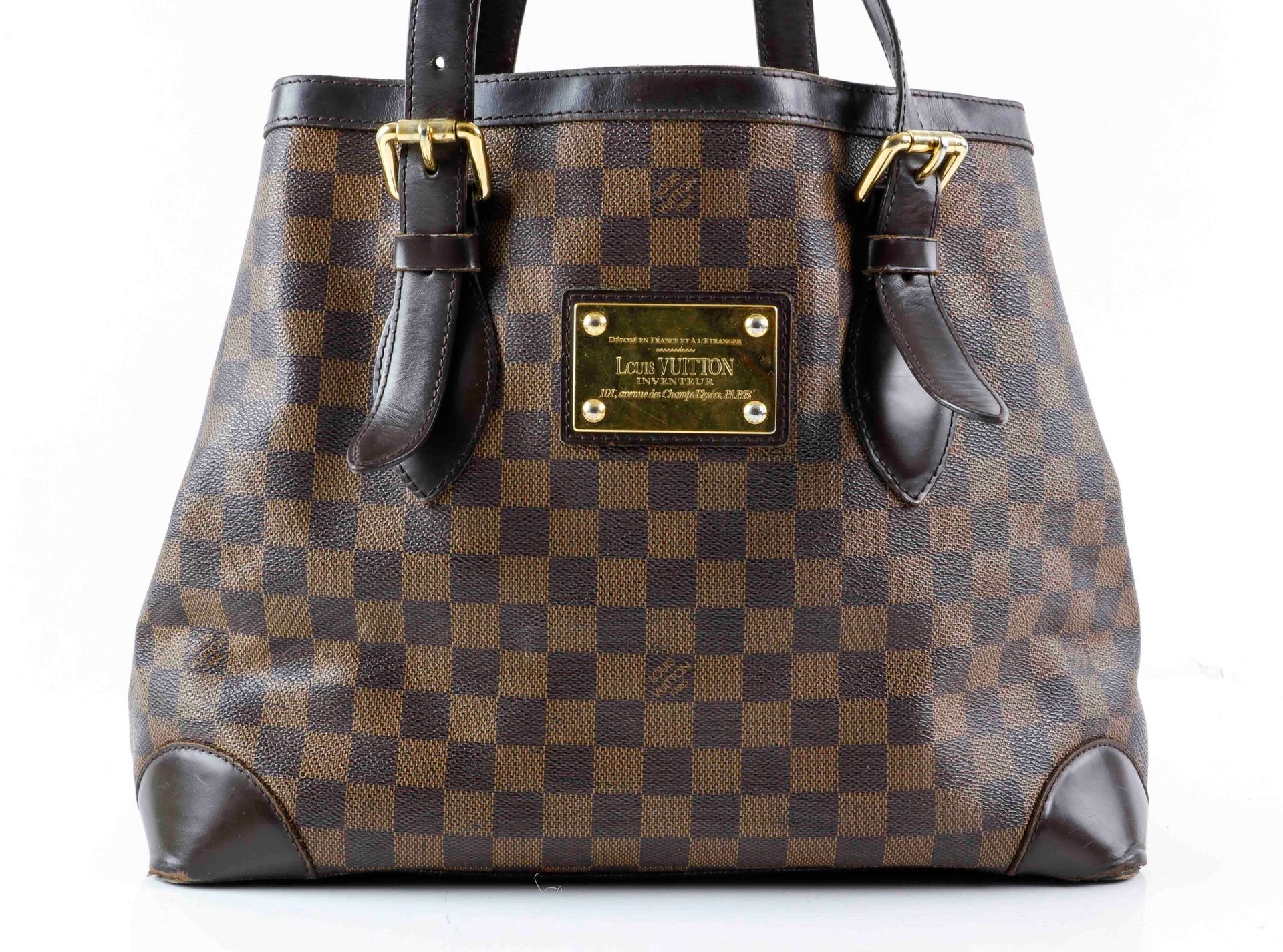 Null Louis VUITTON. Hampstead" bag in ebony and brown checkerboard canvas and eb&hellip;