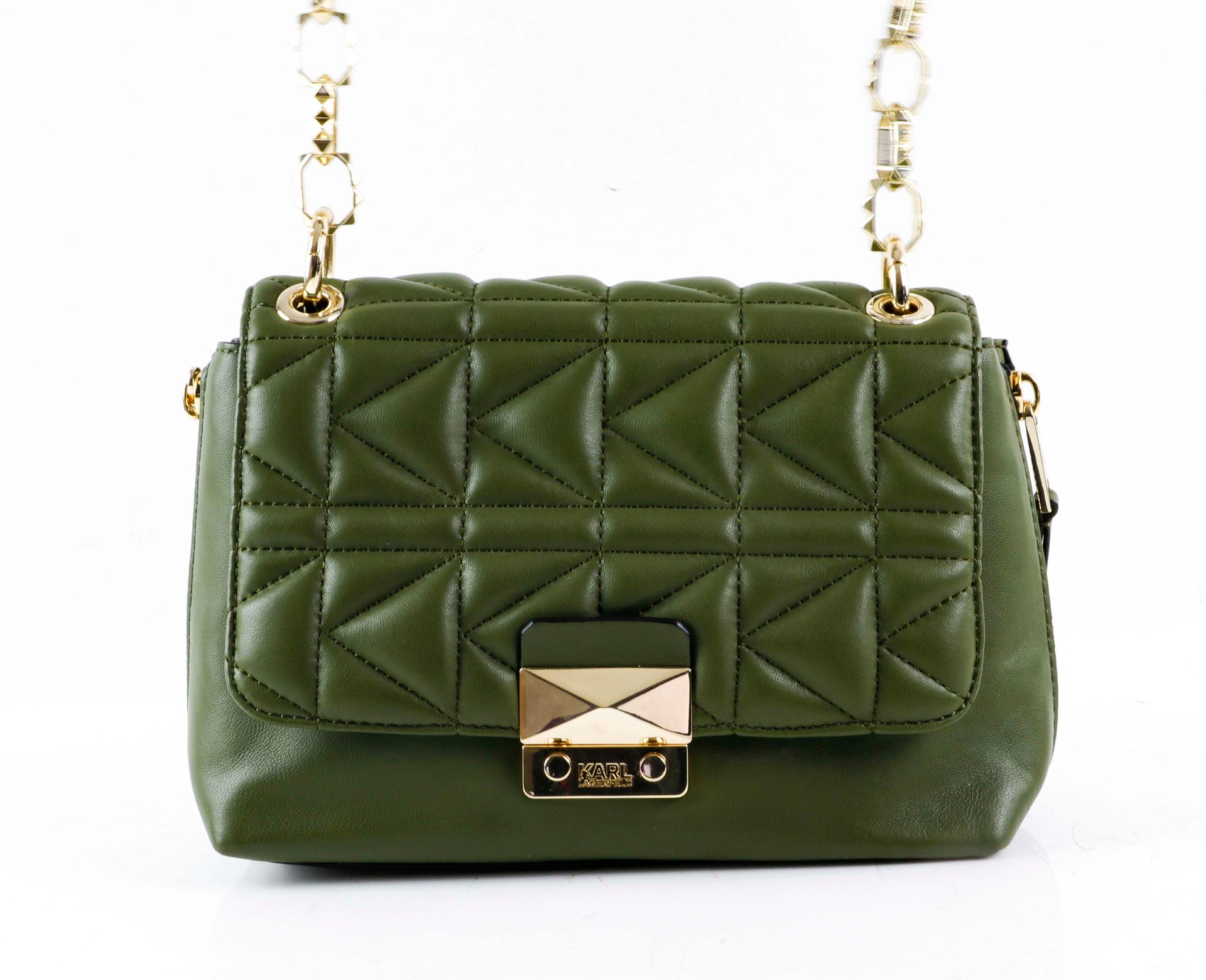 Null KARL LAGERFELD. Khaki green stitched leather handbag. Flap closure - Leathe&hellip;
