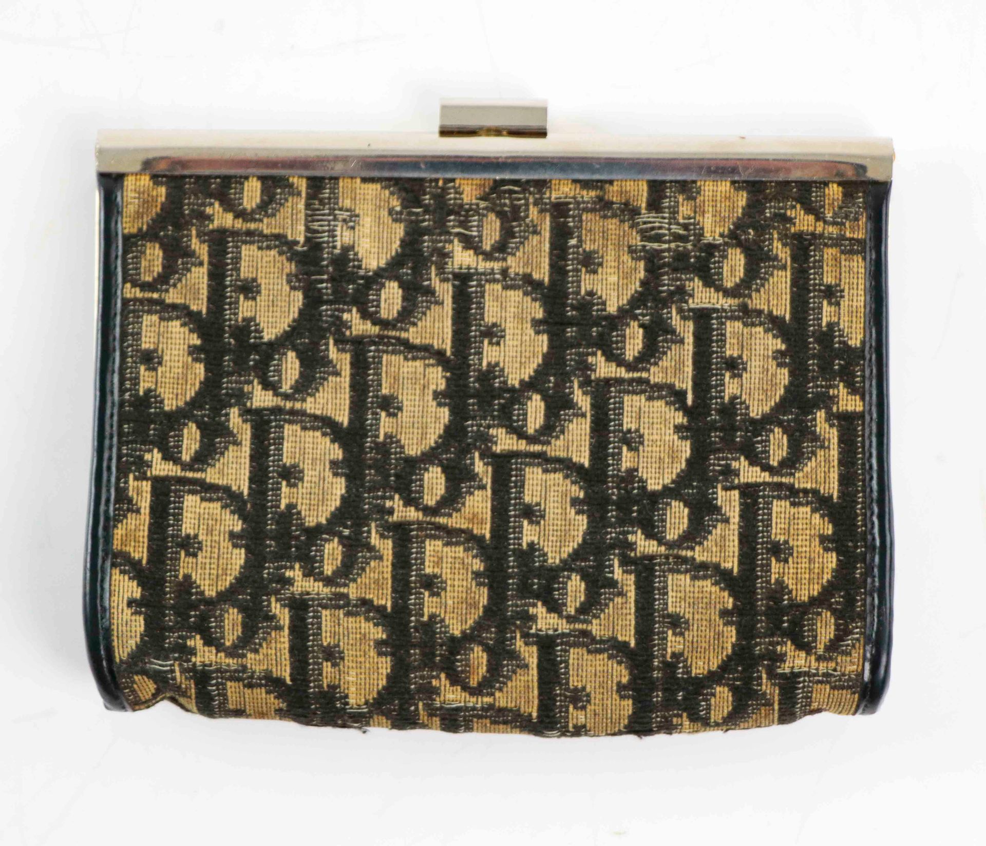 Null Christian DIOR. Purse in monogrammed canvas and black leather