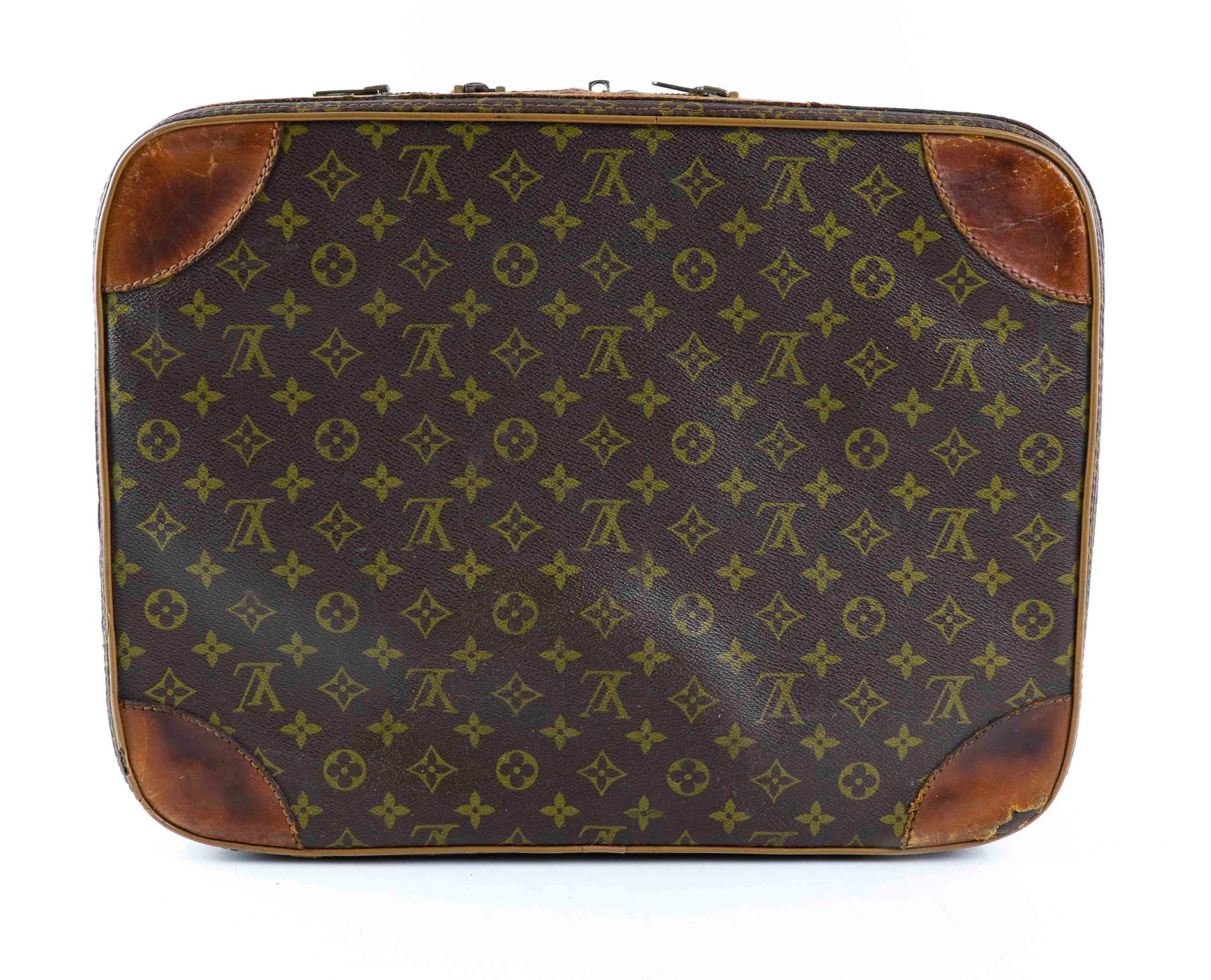 Null Louis VUITTON. Travelling suitcase cabin size in coated canvas and natural &hellip;