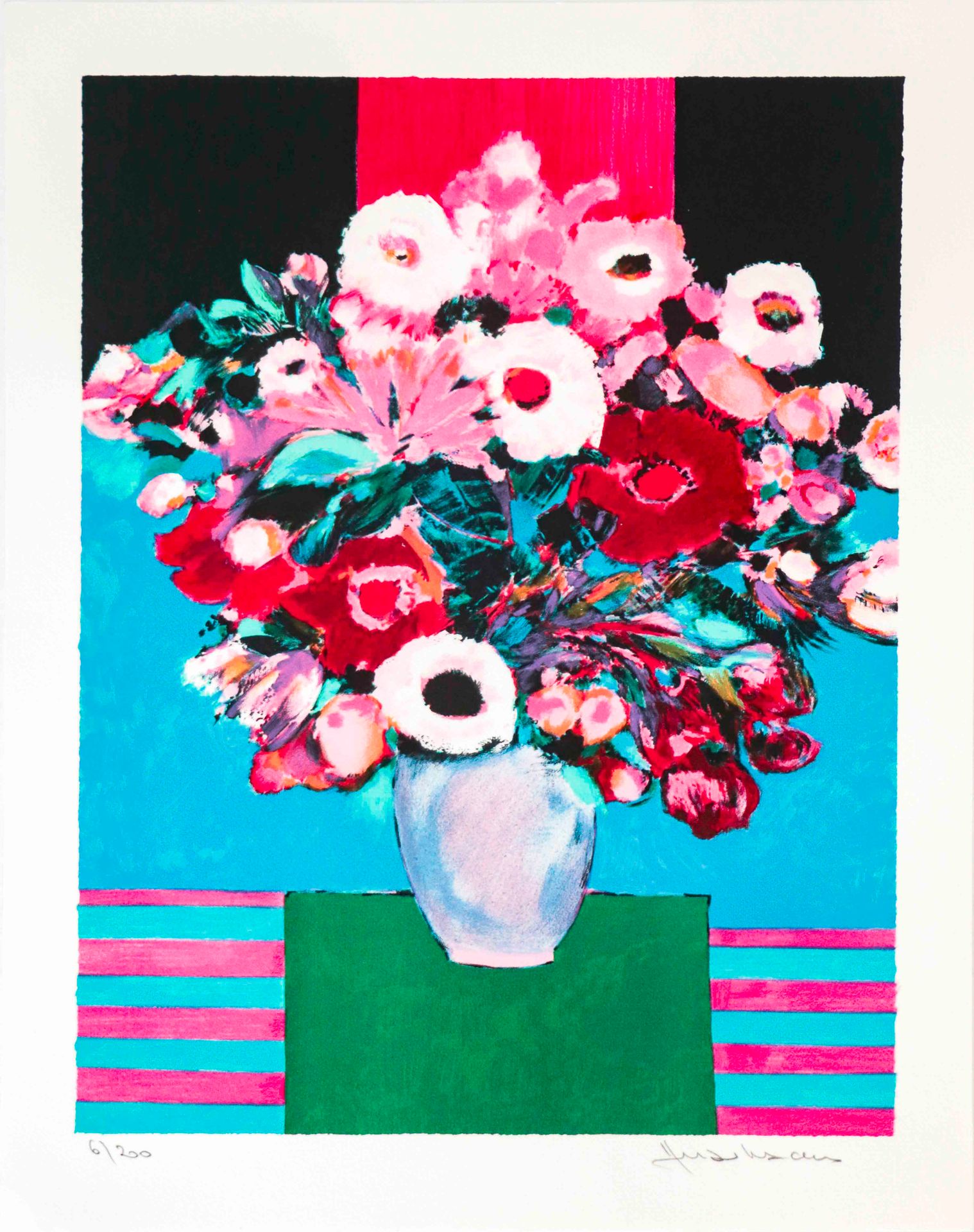 Artiste Jean-Claude ALLENBACH (1947-2007) Bouquet Lithographie en couleur sur pa&hellip;