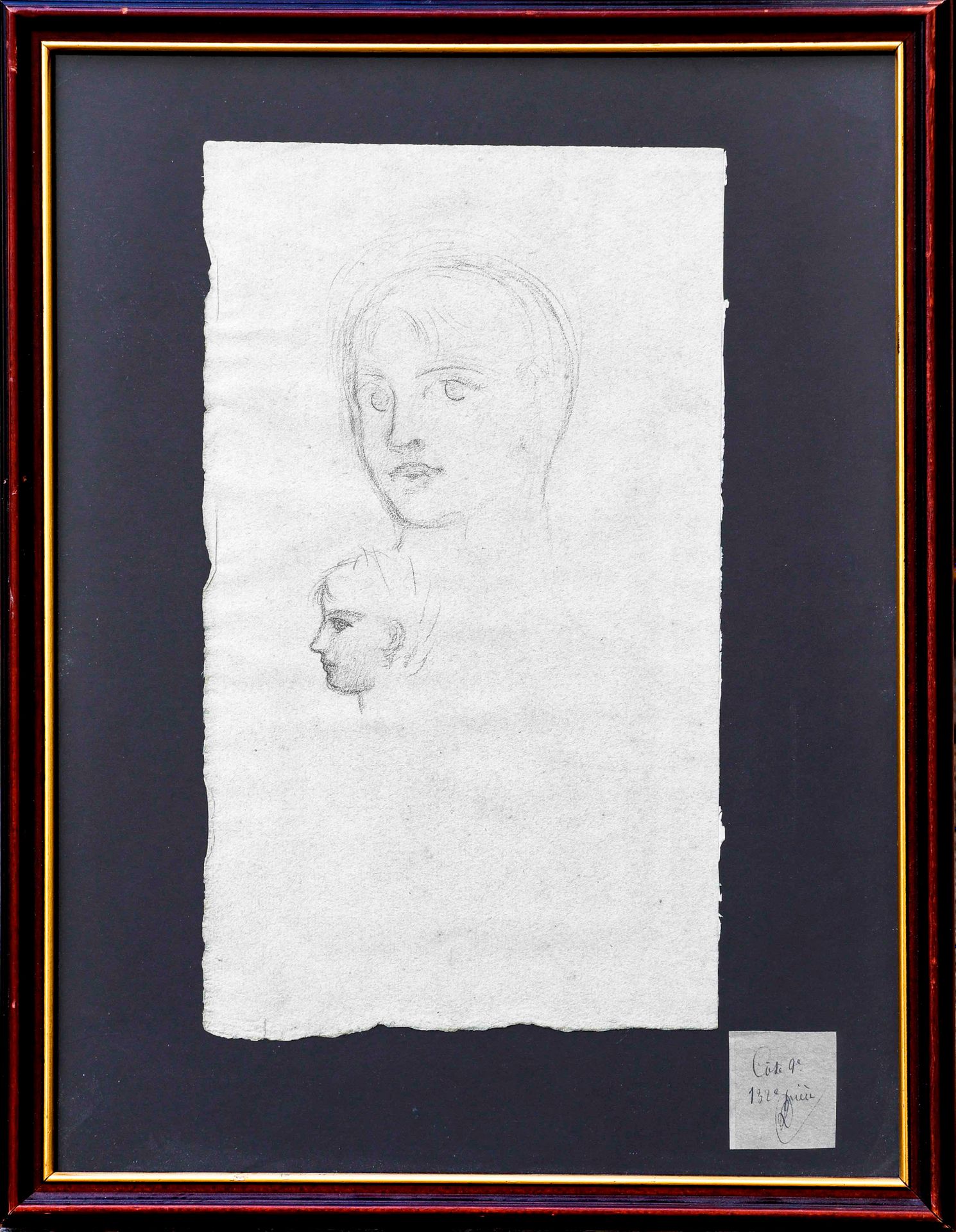 Artiste Pierre PUVIS DE CHAVANNES (1824-1898) 头像研究 彩色纸上铅笔签名 遗产公证员在右下角签名 31 x 18 &hellip;