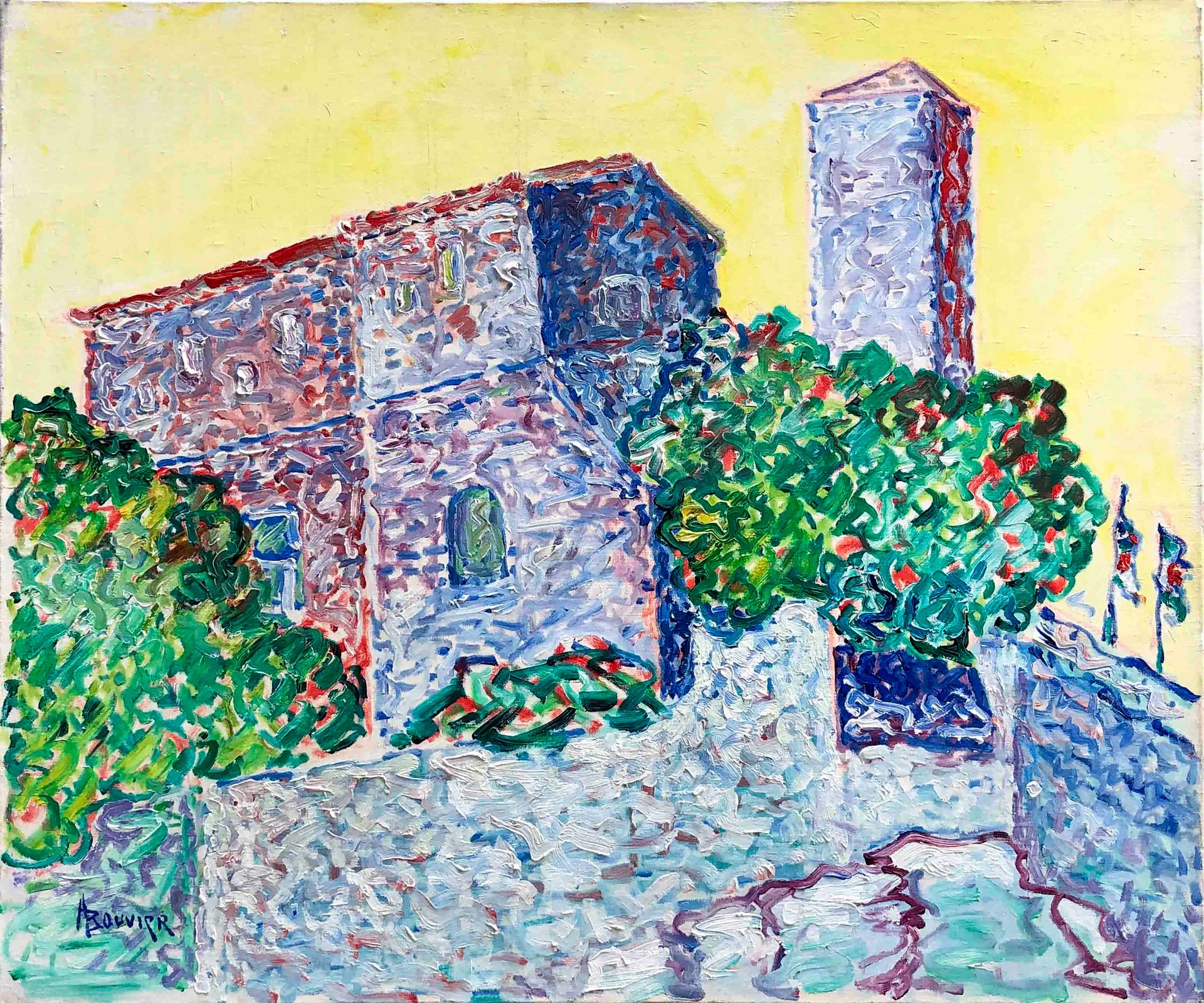 Artiste Armand BOUVIER (1913-1997) Il Museo Picasso sui bastioni di Antibes Olio&hellip;