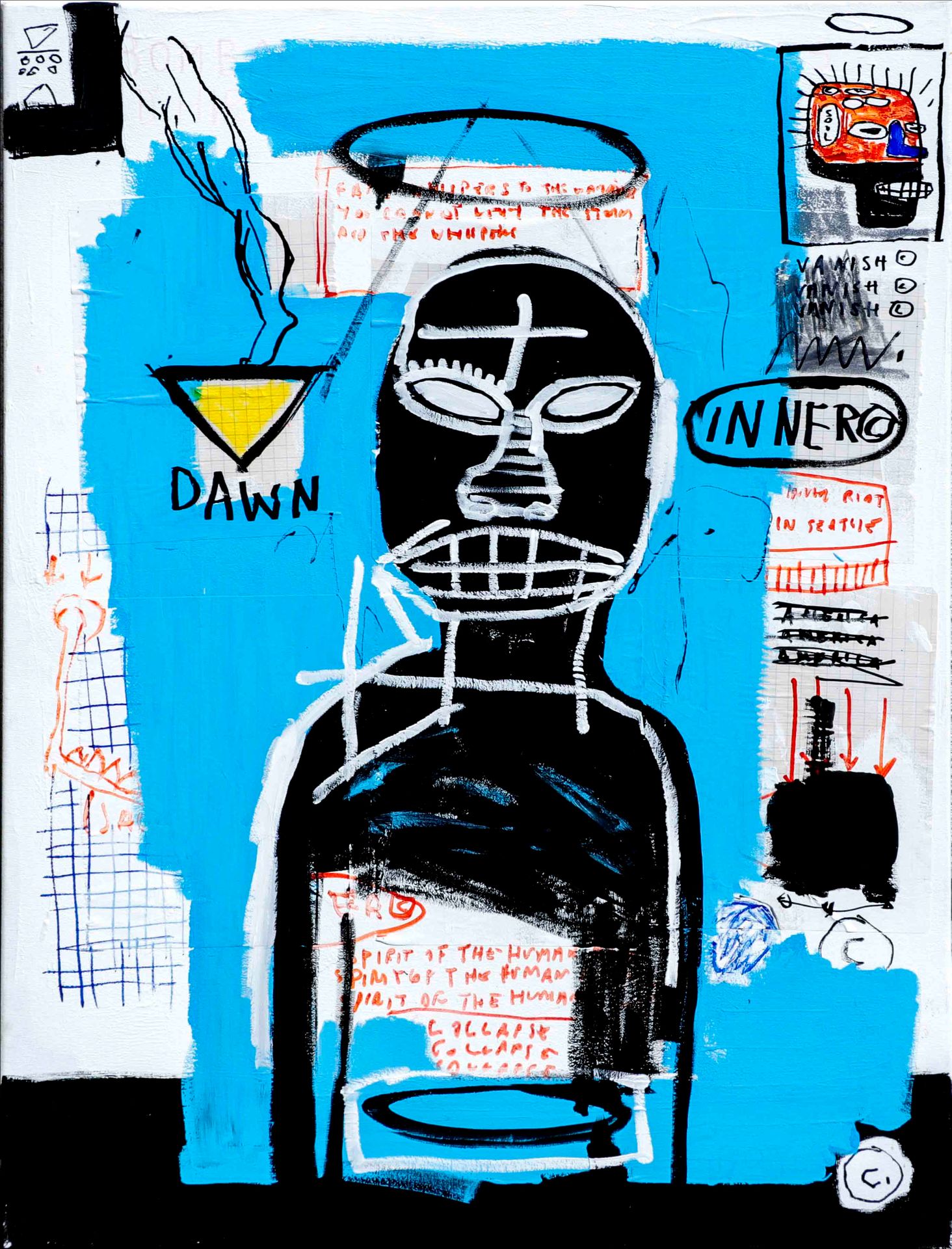 Artiste Julien MORO-LIN (生于1978年) In nero Acrylic on canvas 背面有签名和标题 80 x 60 cm