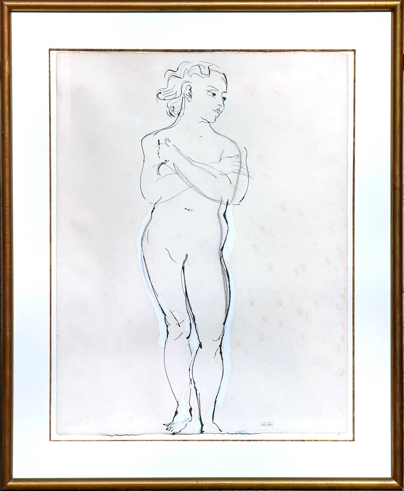 Null 拉乌尔-杜菲（1877-1953）。沐浴者，裸体站立。纸上印度墨水和白色水粉高光。右下角的工作室印章。65 x 50厘米。将转载于范妮-吉隆-拉菲尔夫&hellip;