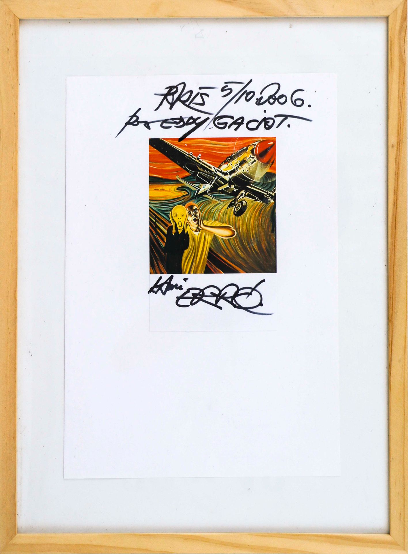 Null Gudmundur ERRO (生于1932年) 《呐喊》 - 2006年 纸上彩色印刷品 底部有签名，顶部有日期和献词 30.5 x 21 cm